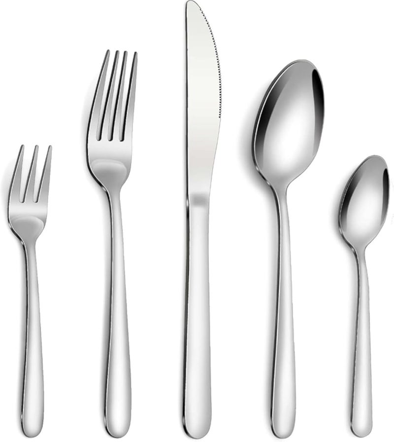 Bestdin Cutlery Set for 6 People - 30 Pieces Stainless Steel Cutlery Set with Knife Fork Spoon Cutlery Set for Home / Party / Restaurant Dishwasher Safe